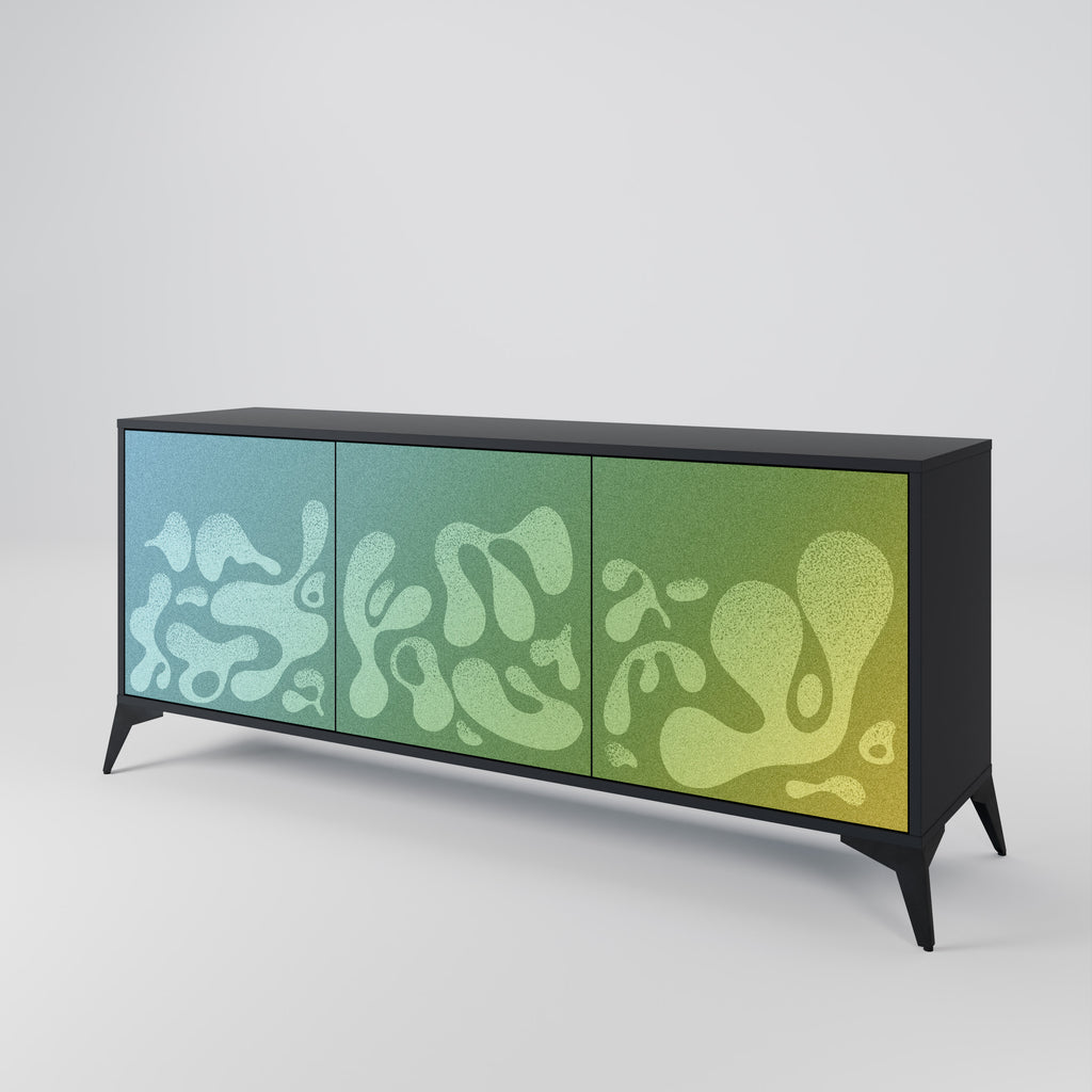 IRREGULAR BLUE 3-Door Sideboard in Black Finish