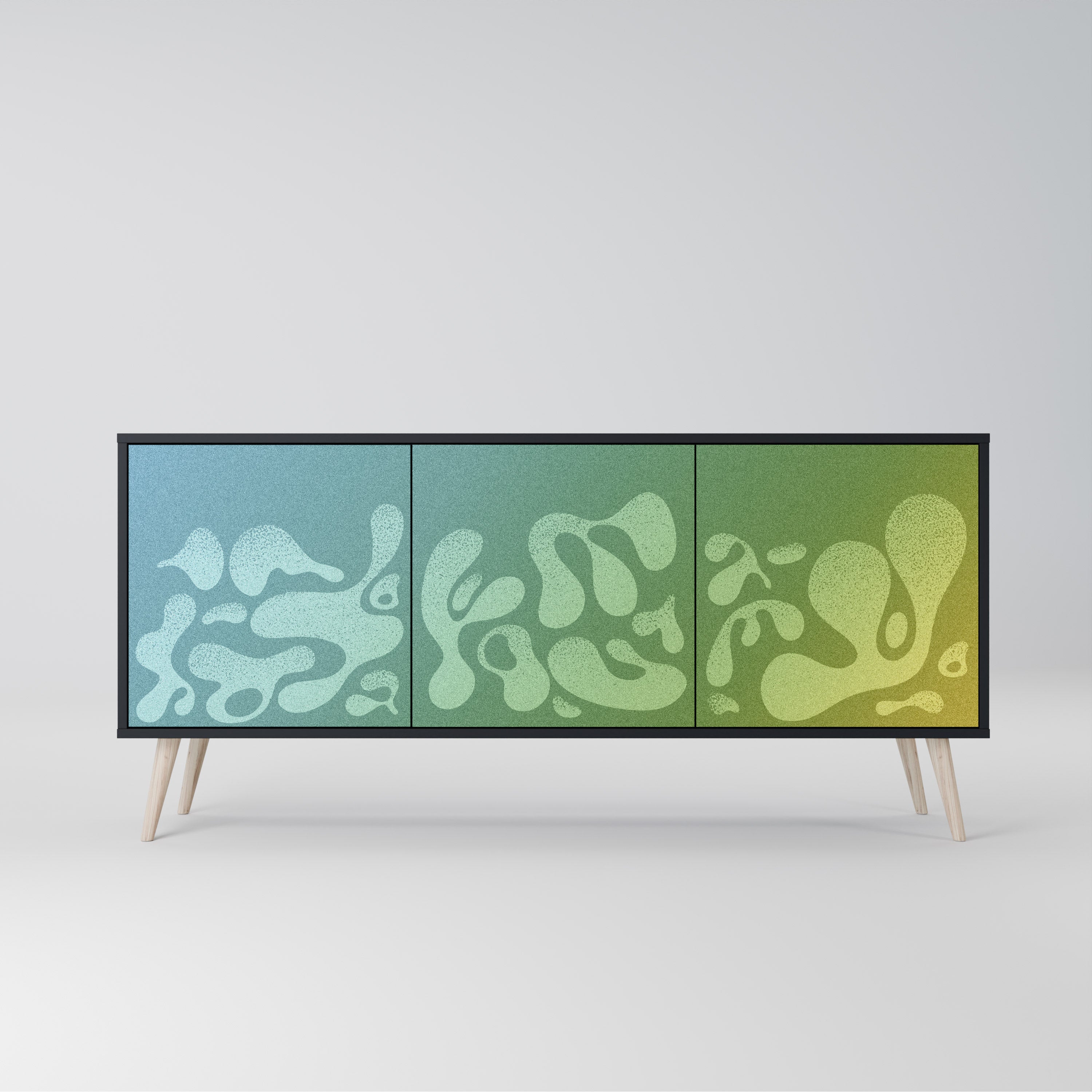 IRREGULAR BLUE 3-Door Sideboard in Black Finish