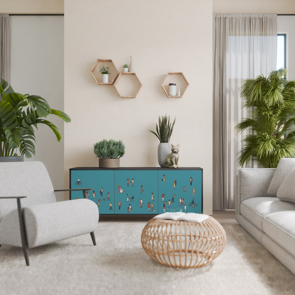 COLLECTIVE STREAM 3-Door Sideboard in Black Finish