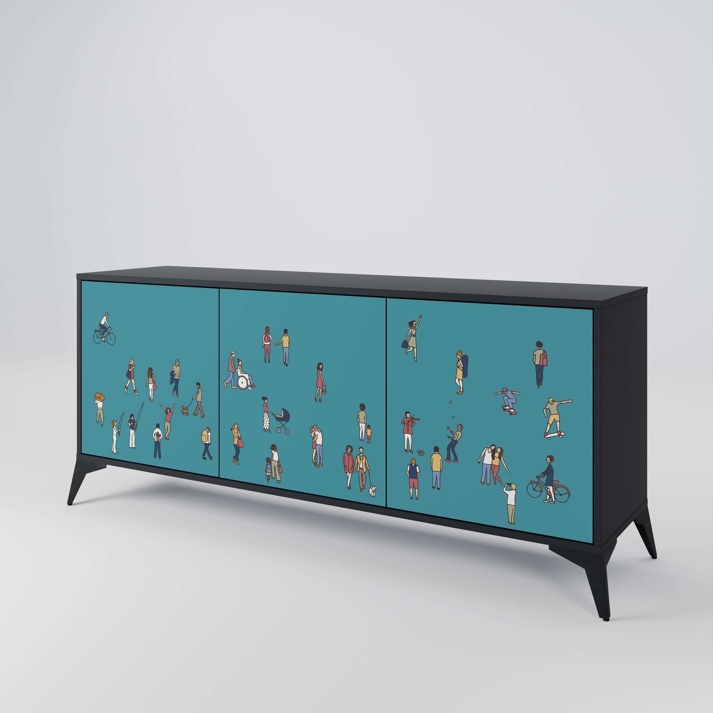 COLLECTIVE STREAM 3-Door Sideboard in Black Finish