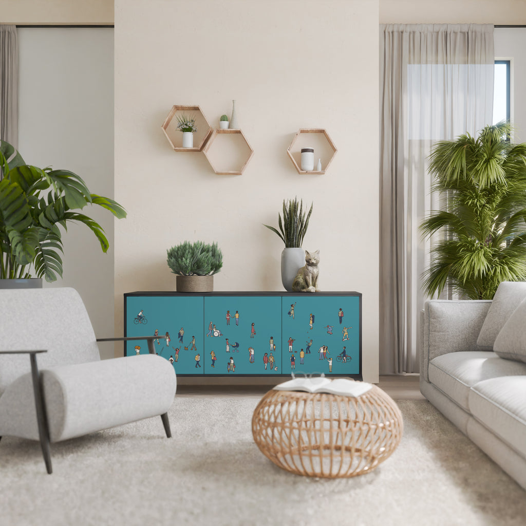 COLLECTIVE STREAM 3-Door Sideboard in Black Finish