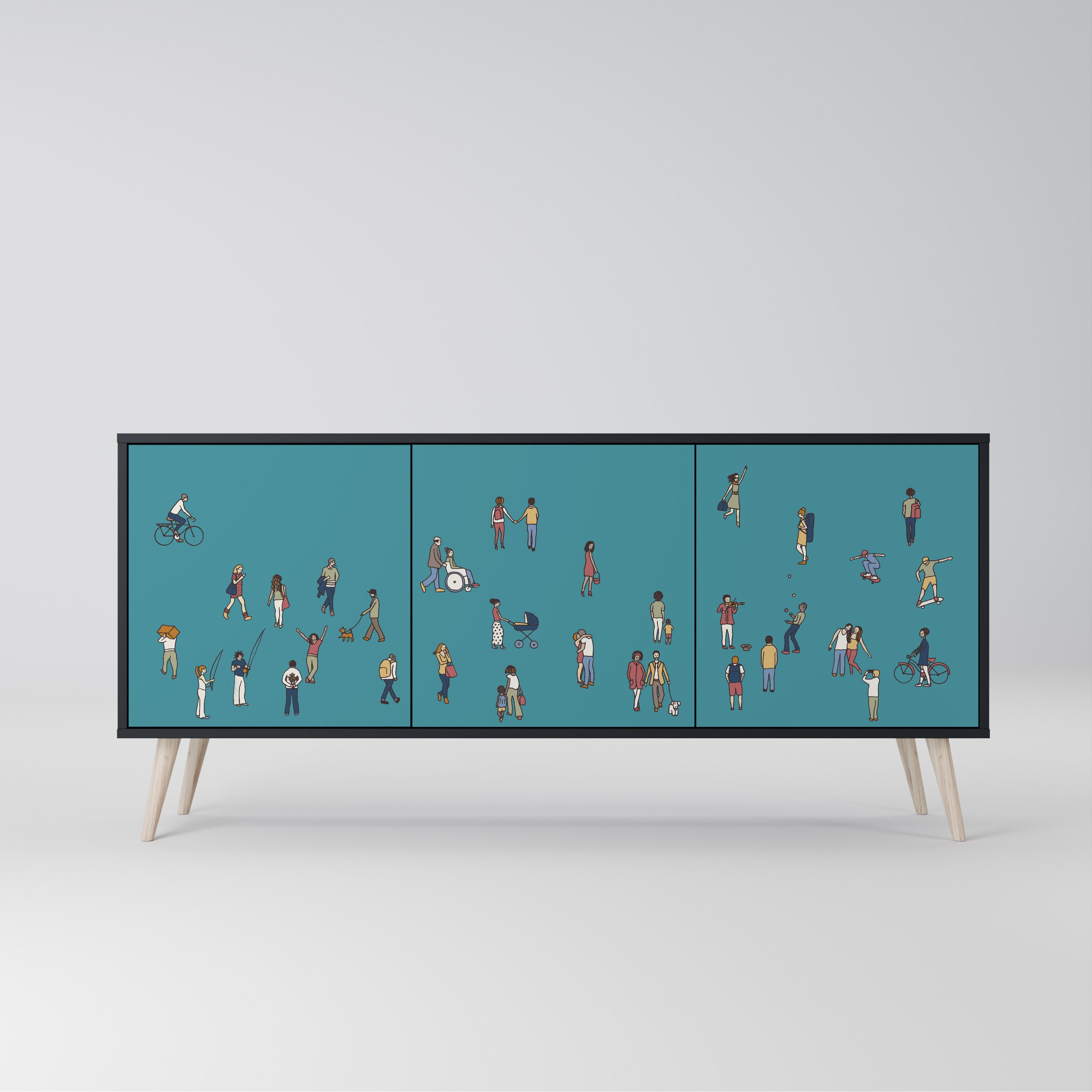 COLLECTIVE STREAM 3-Door Sideboard in Black Finish