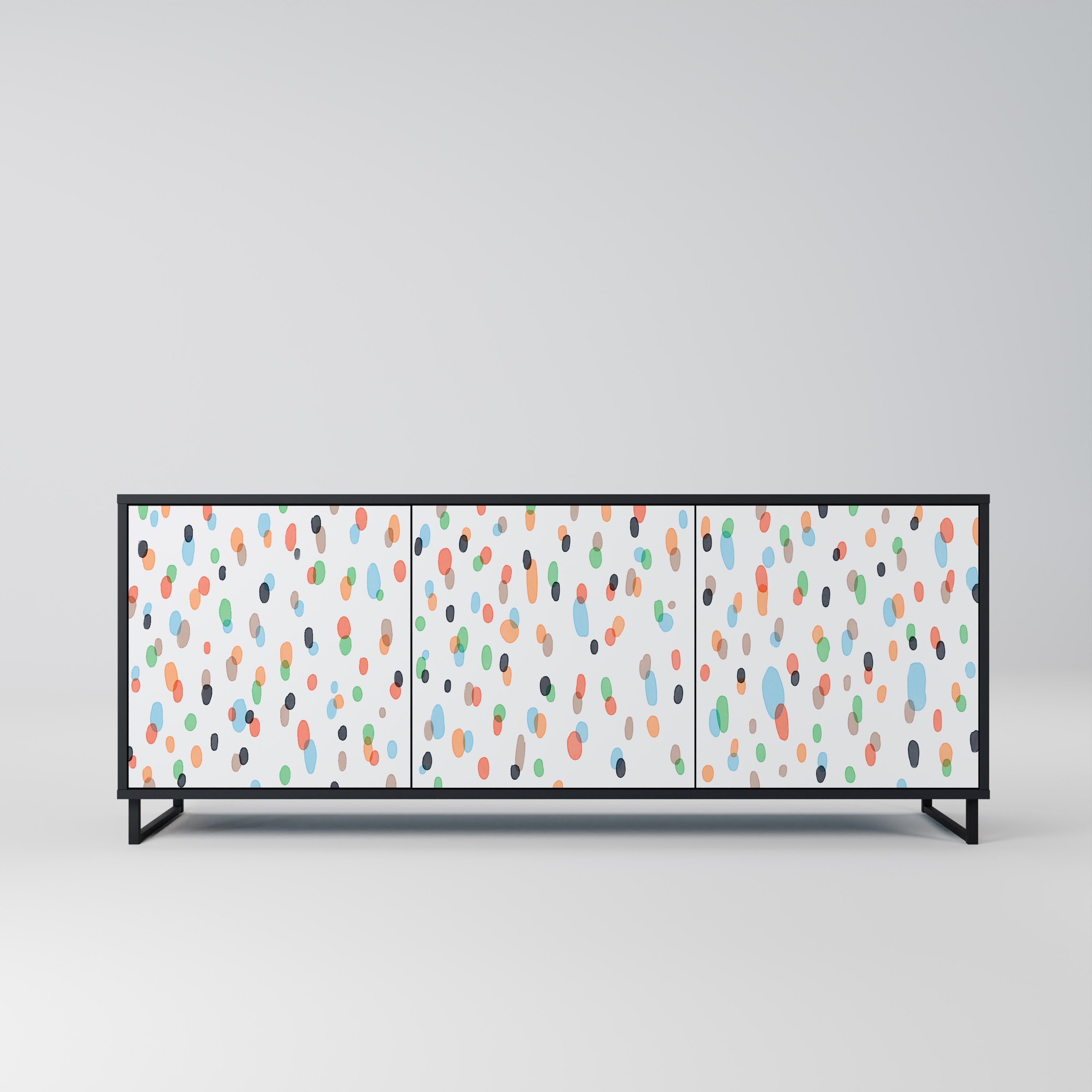 ENERGETIC SPOTS 3-Door Sideboard in Black Finish