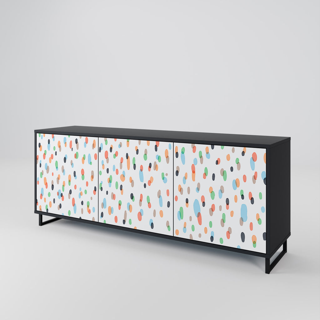 ENERGETIC SPOTS 3-Door Sideboard in Black Finish