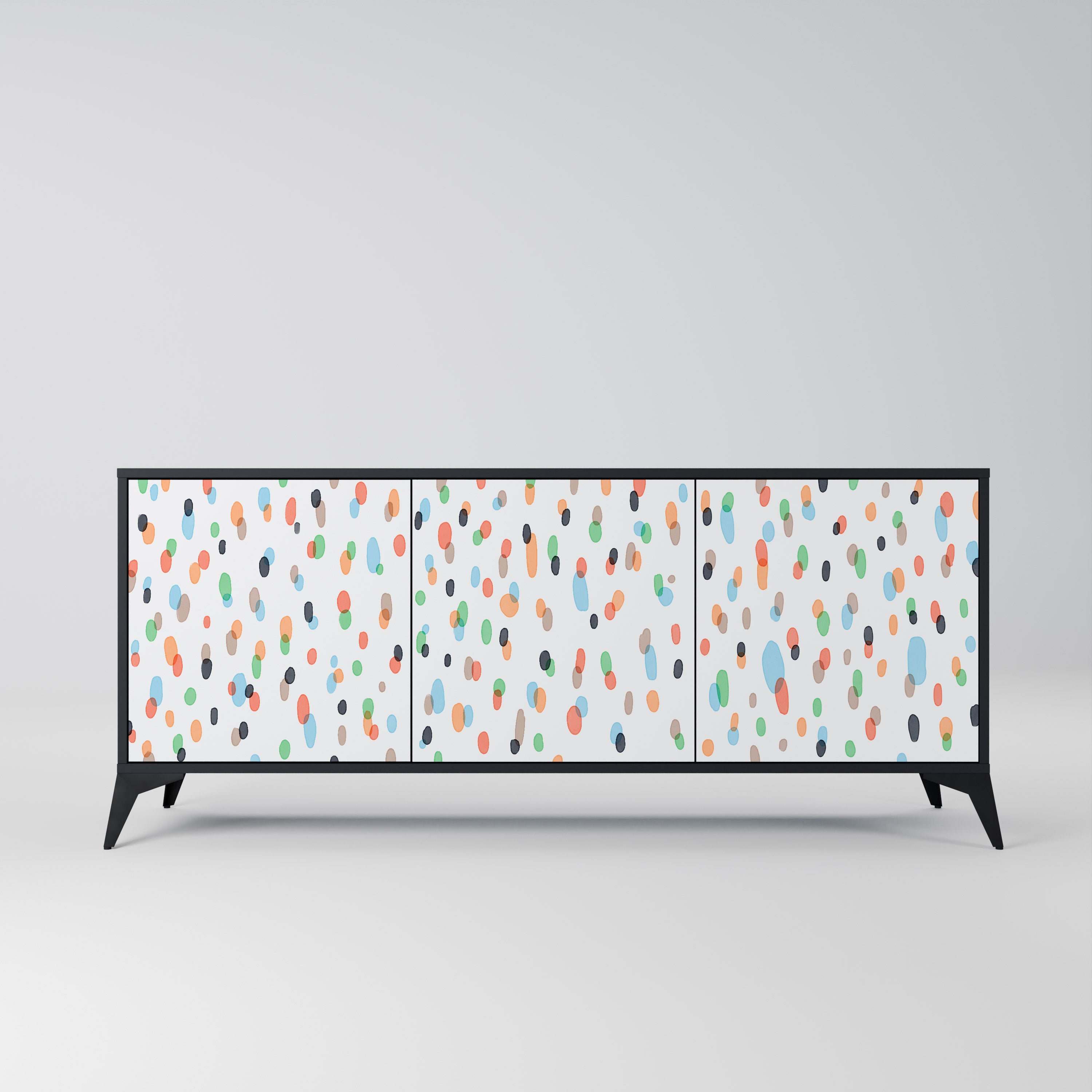 ENERGETIC SPOTS 3-Door Sideboard in Black Finish