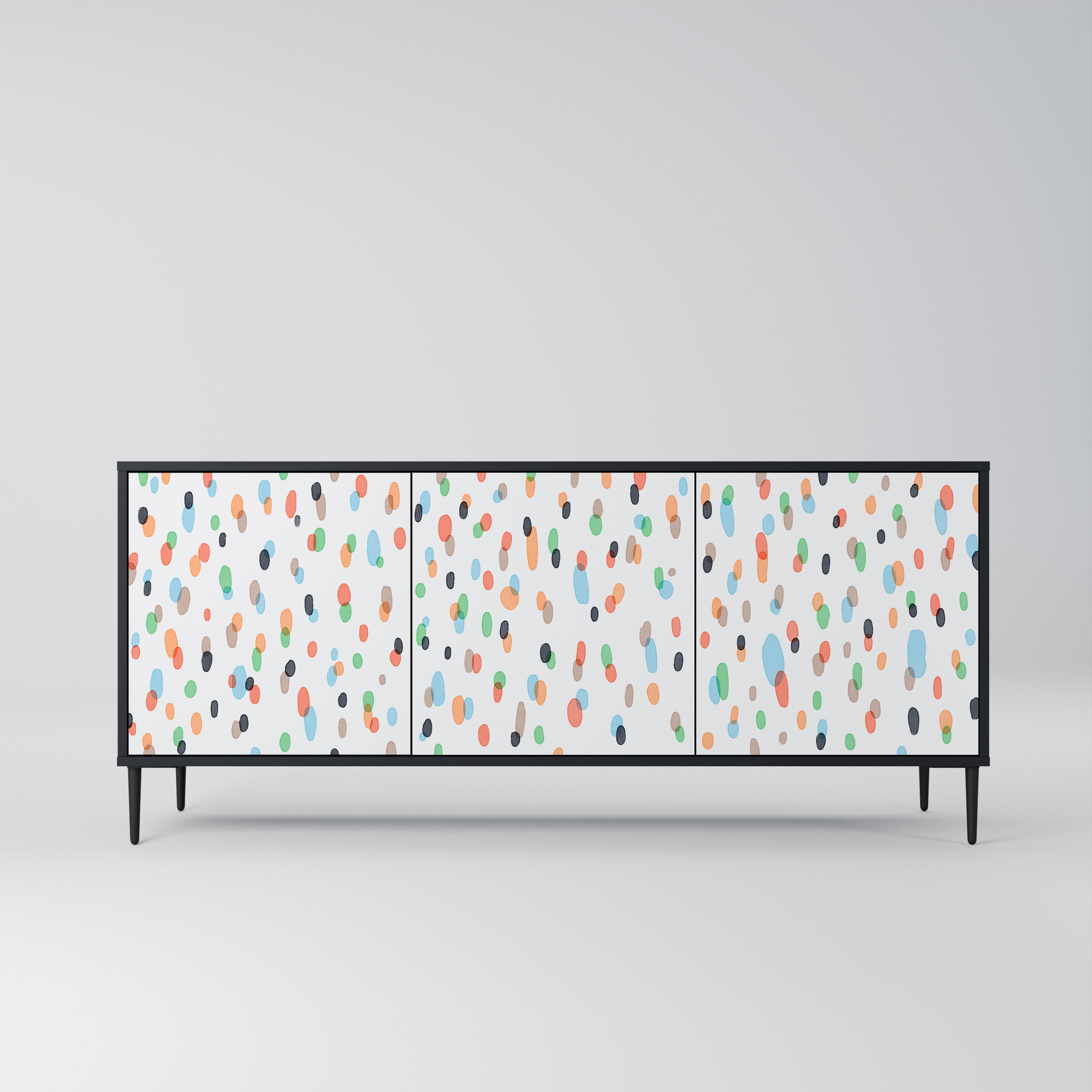 ENERGETIC SPOTS 3-Door Sideboard in Black Finish