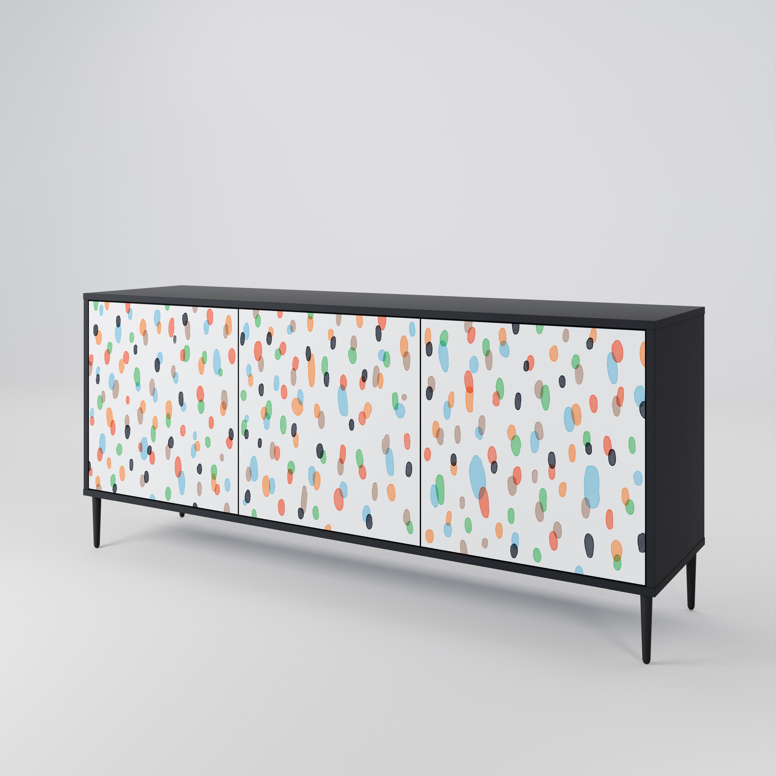 ENERGETIC SPOTS 3-Door Sideboard in Black Finish