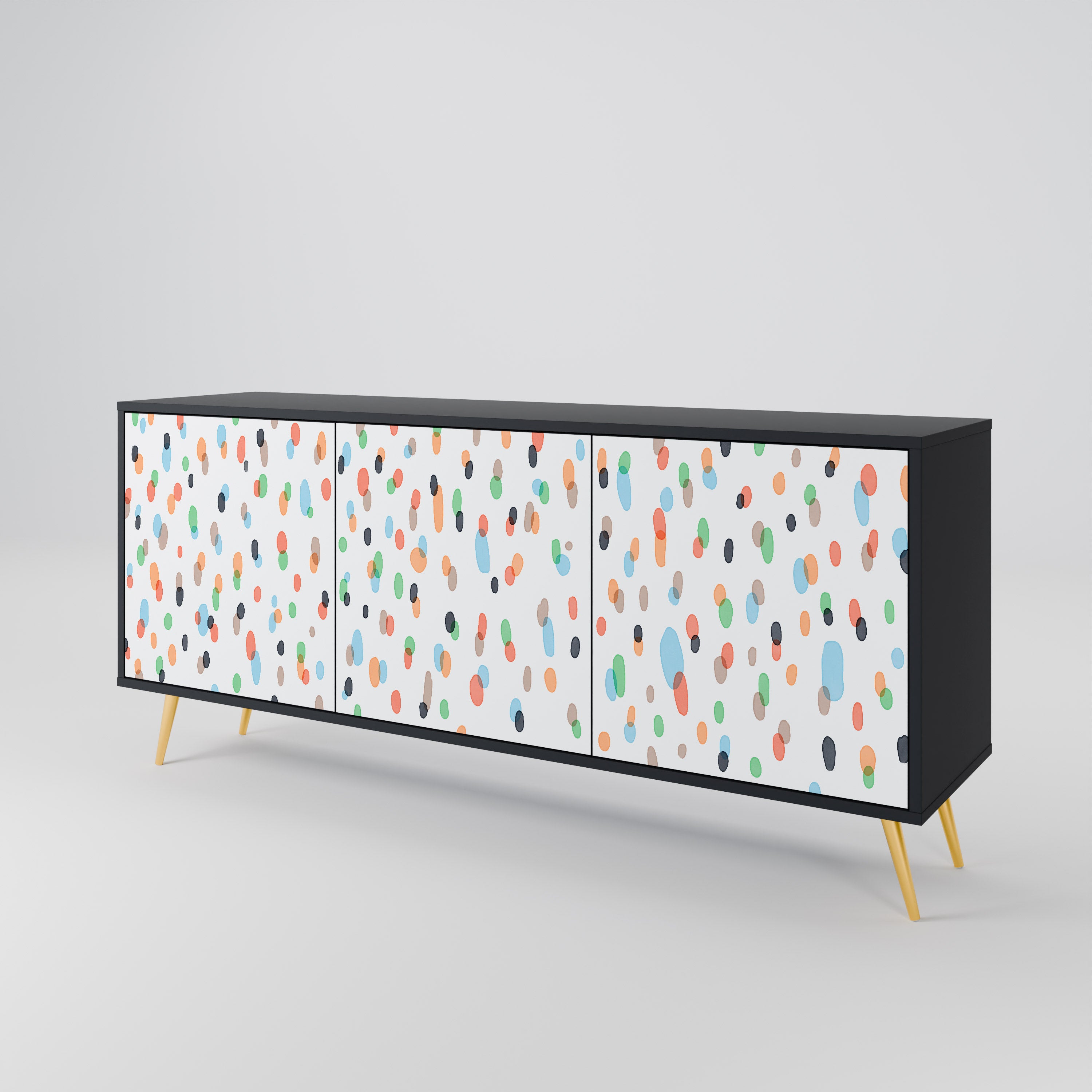 ENERGETIC SPOTS 3-Door Sideboard in Black Finish