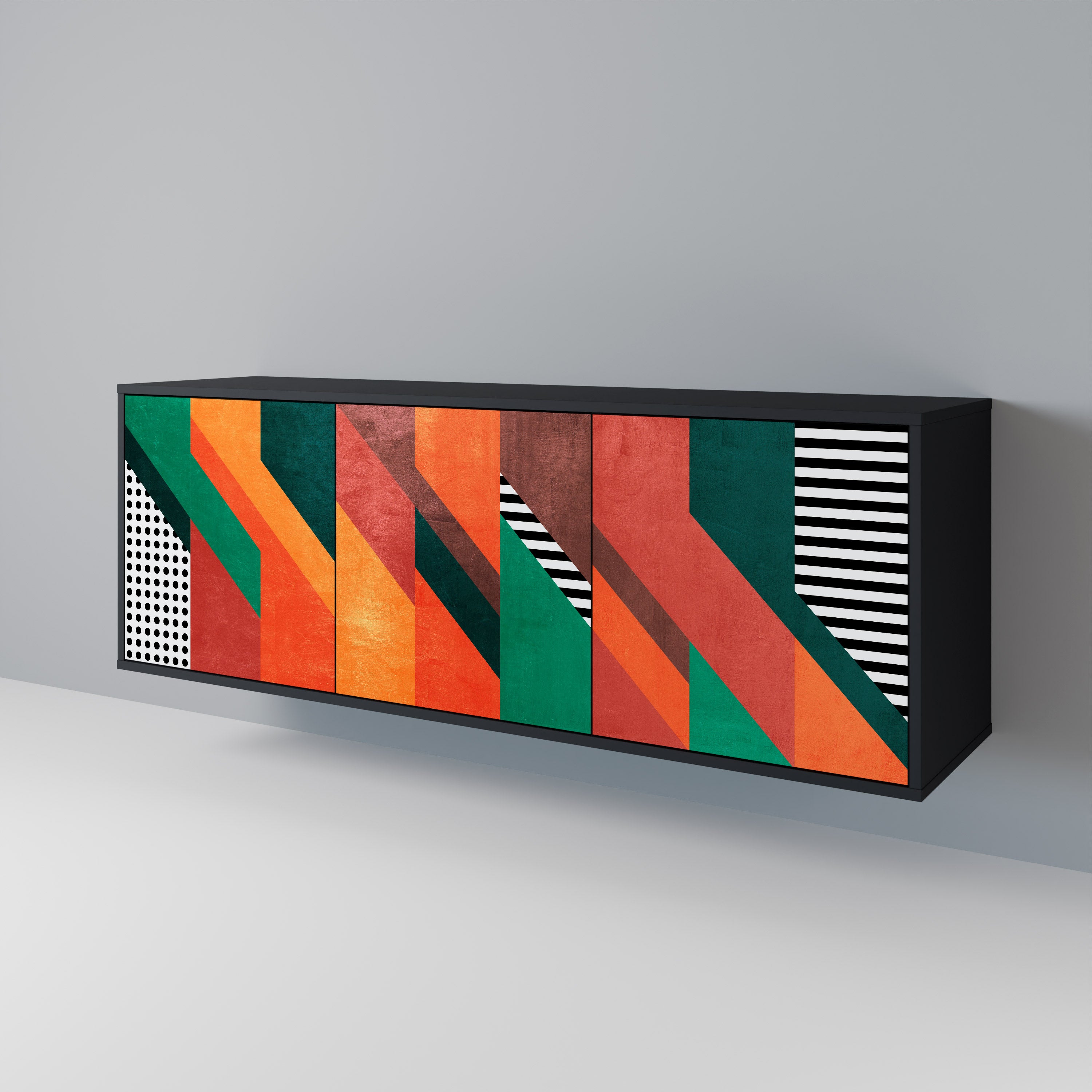 MAKESHIFT ARTISTRY 3-Door Sideboard in Black Finish