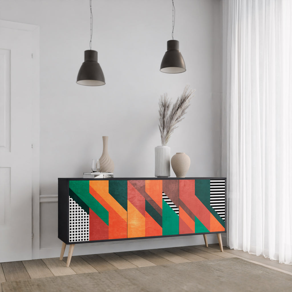MAKESHIFT ARTISTRY 3-Door Sideboard in Black Finish