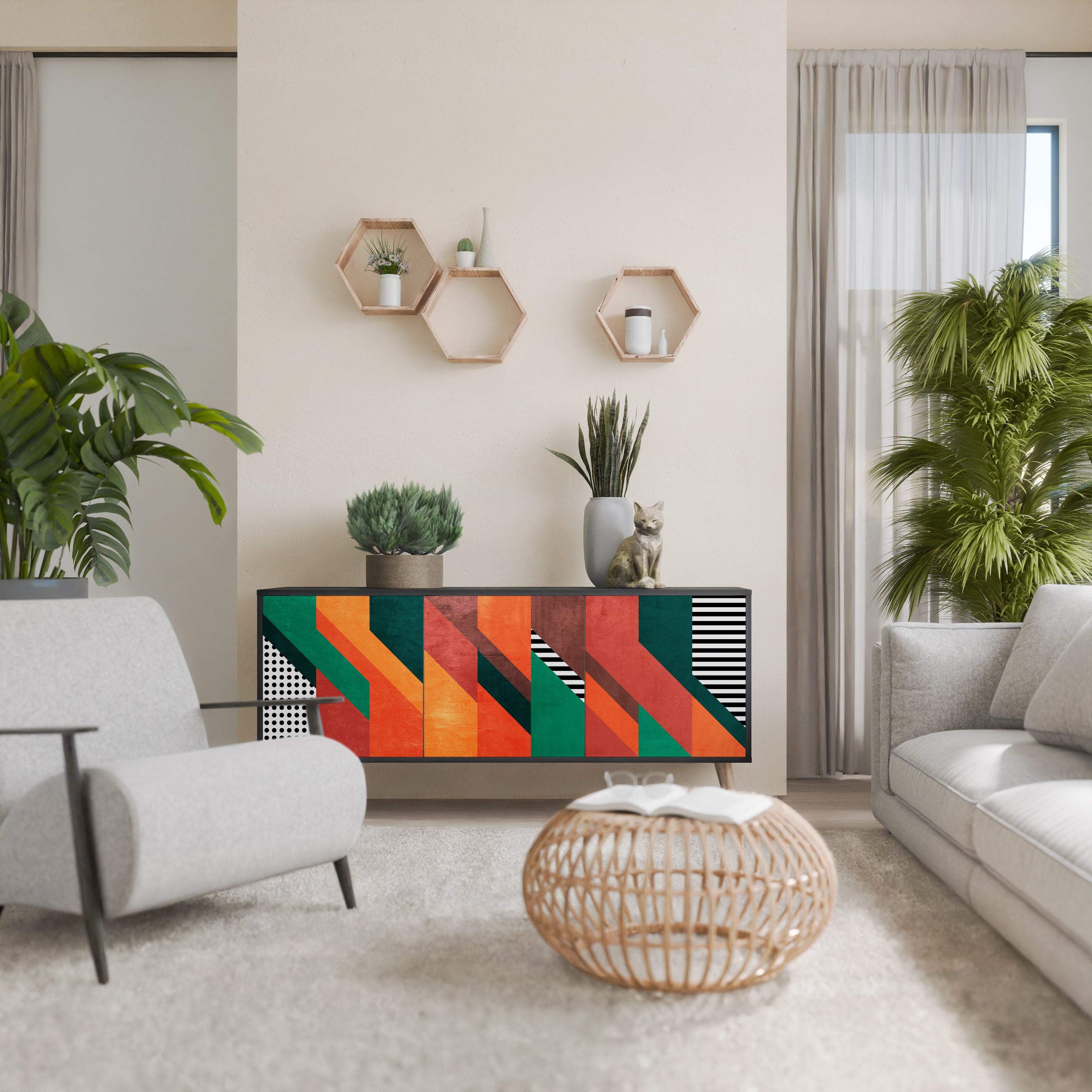 MAKESHIFT ARTISTRY 3-Door Sideboard in Black Finish