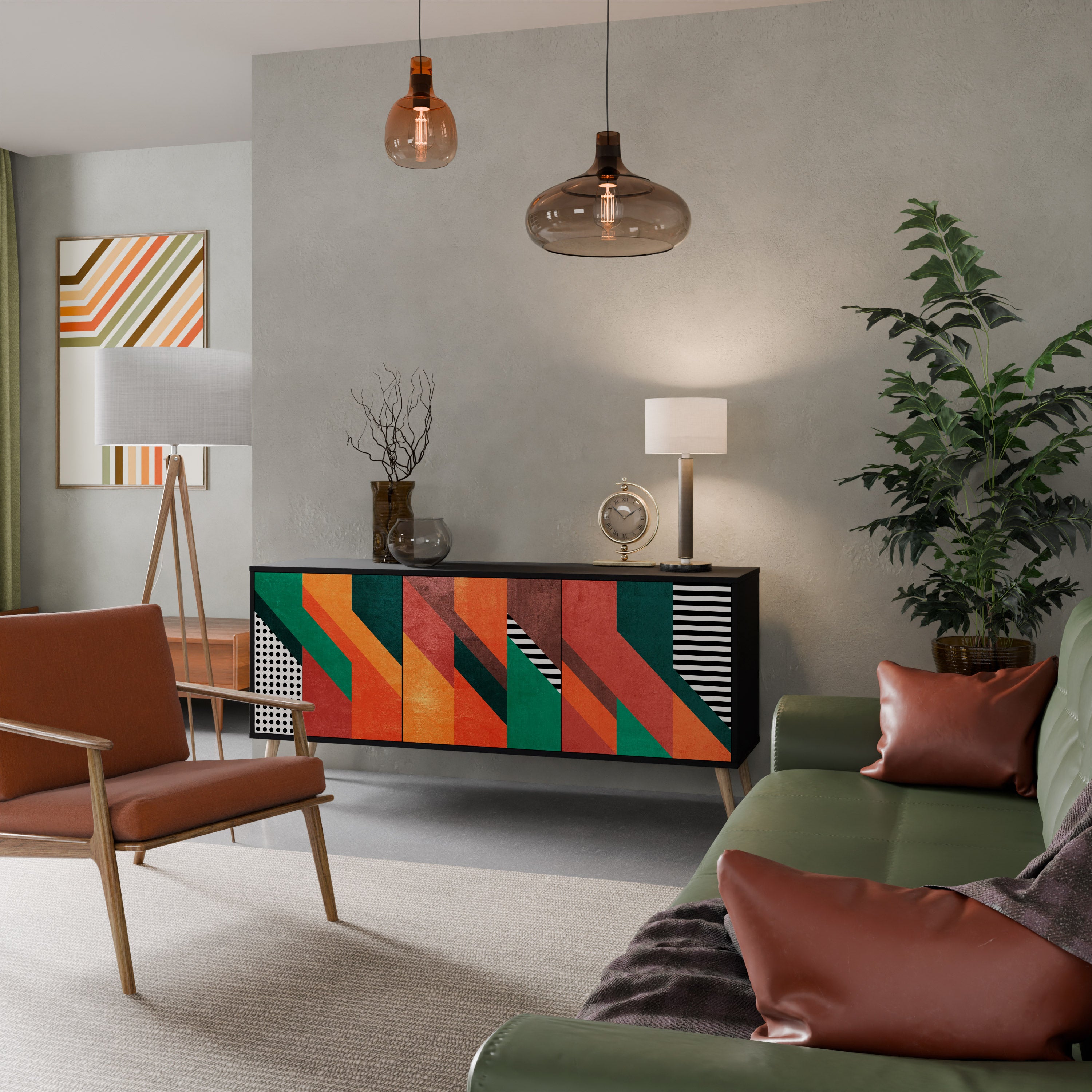 MAKESHIFT ARTISTRY 3-Door Sideboard in Black Finish