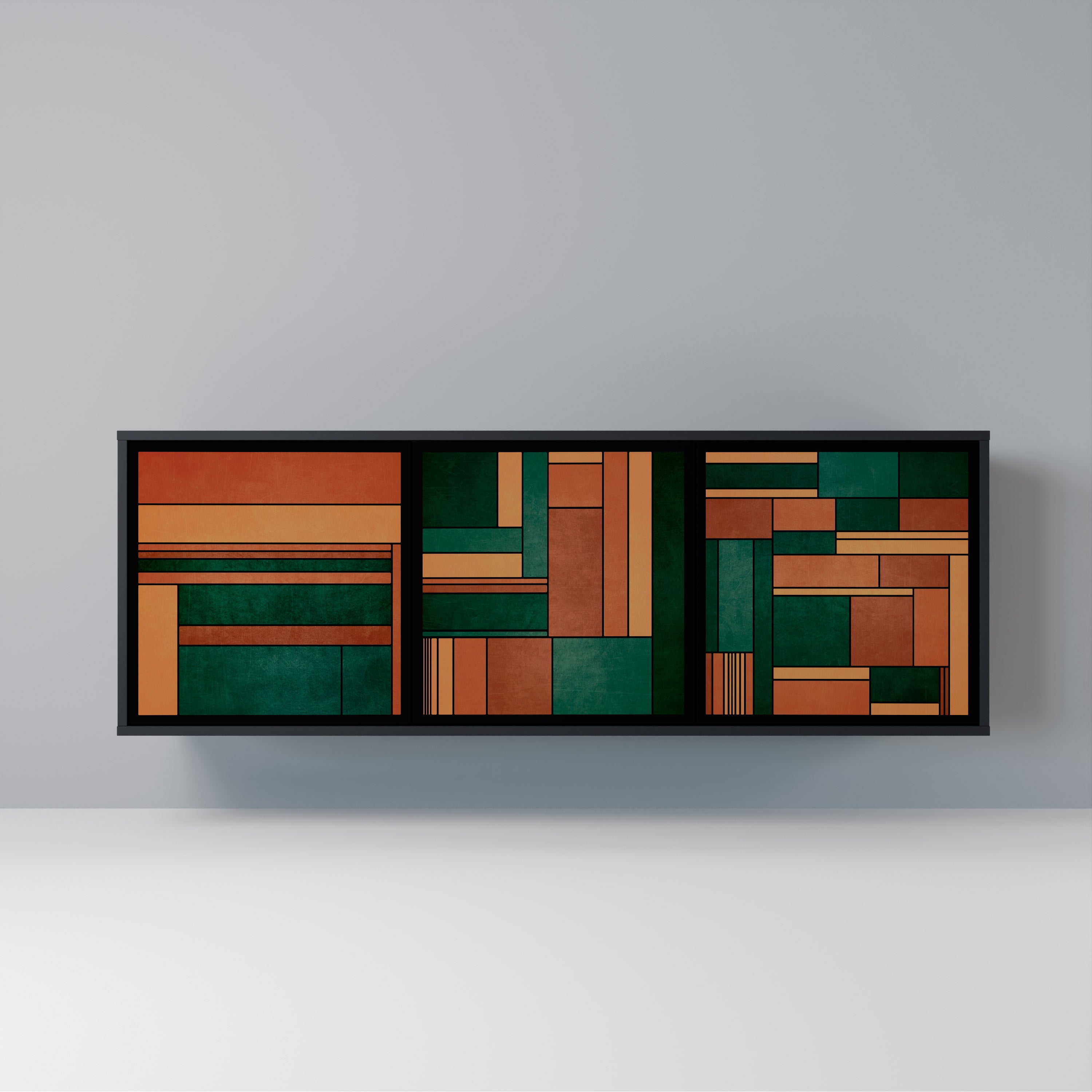 EARTHY FIGURES 3-Door Sideboard in Black Finish