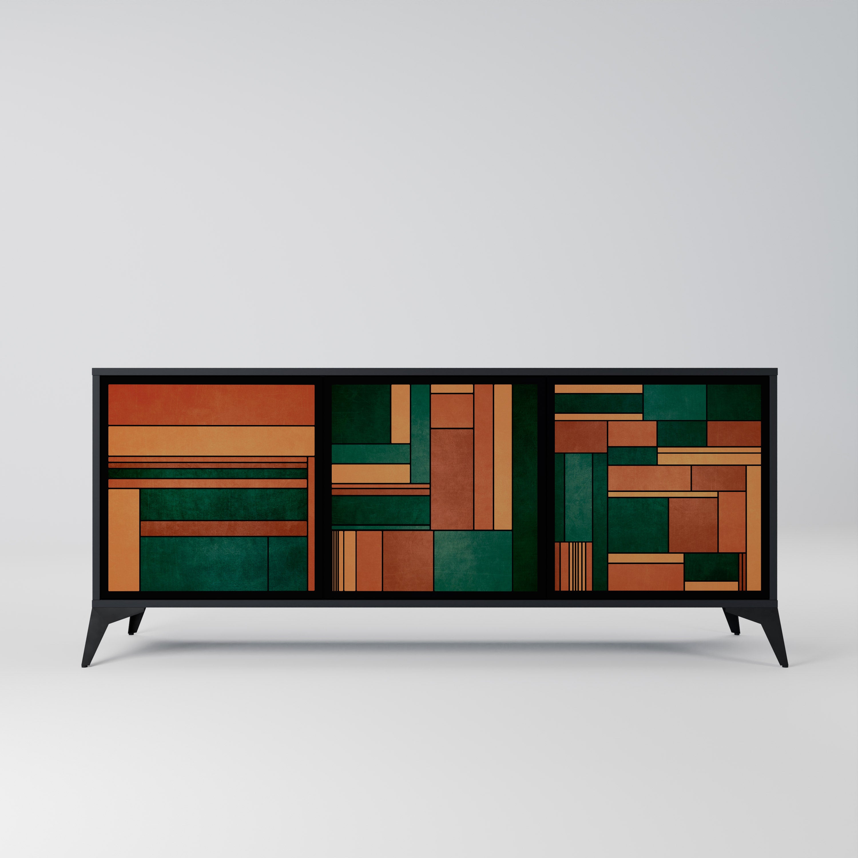 EARTHY FIGURES 3-Door Sideboard in Black Finish