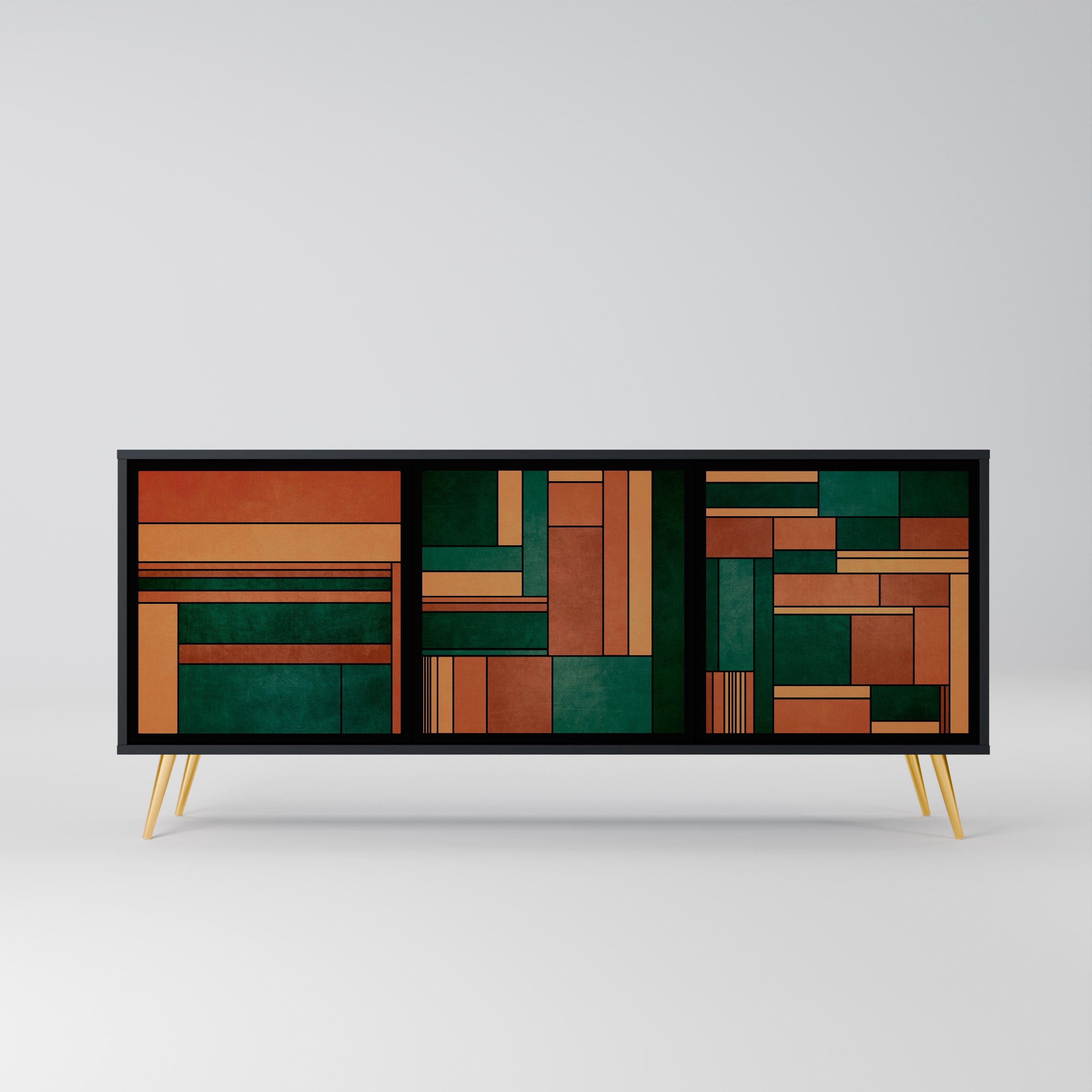 EARTHY FIGURES 3-Door Sideboard in Black Finish