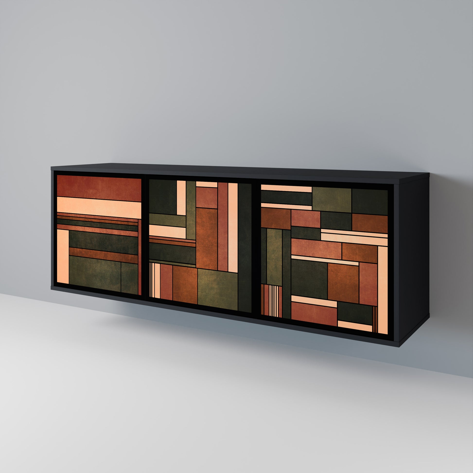 FIGURES OF NATURE 3-Door Sideboard in Black Finish