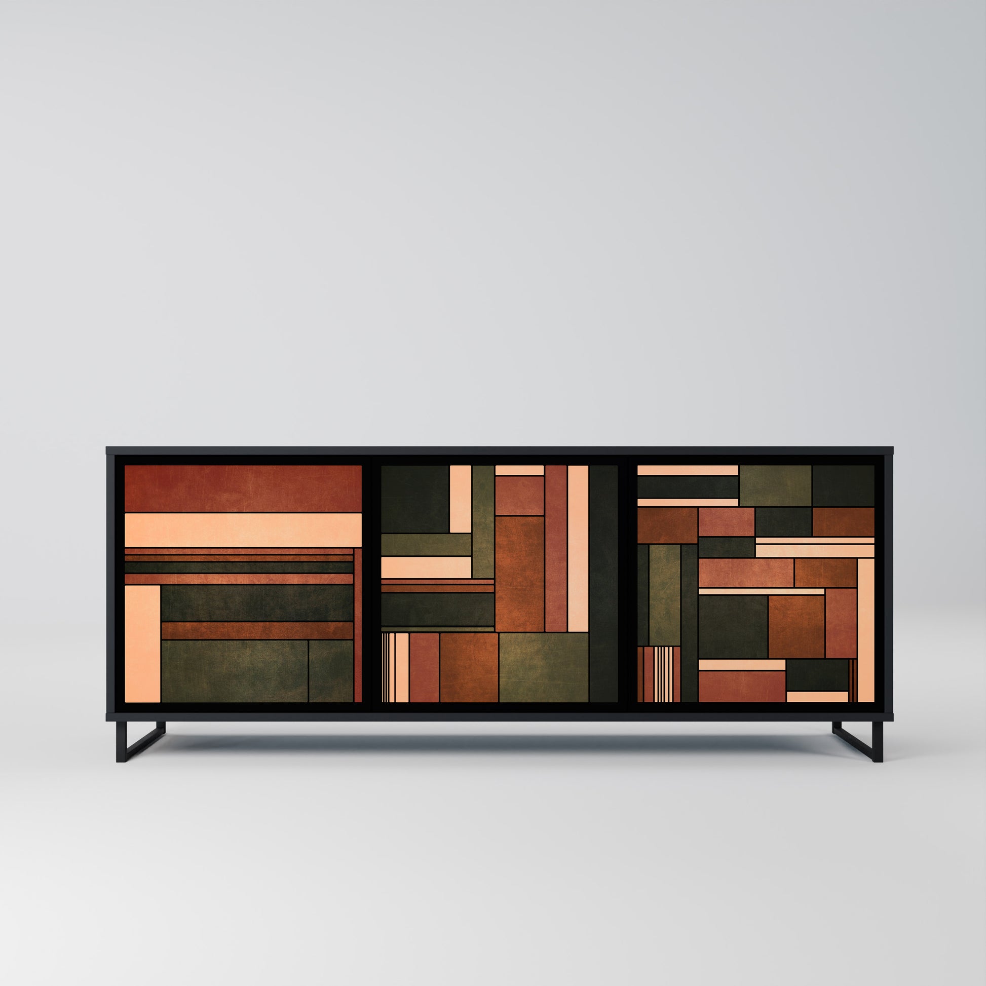 FIGURES OF NATURE 3-Door Sideboard in Black Finish