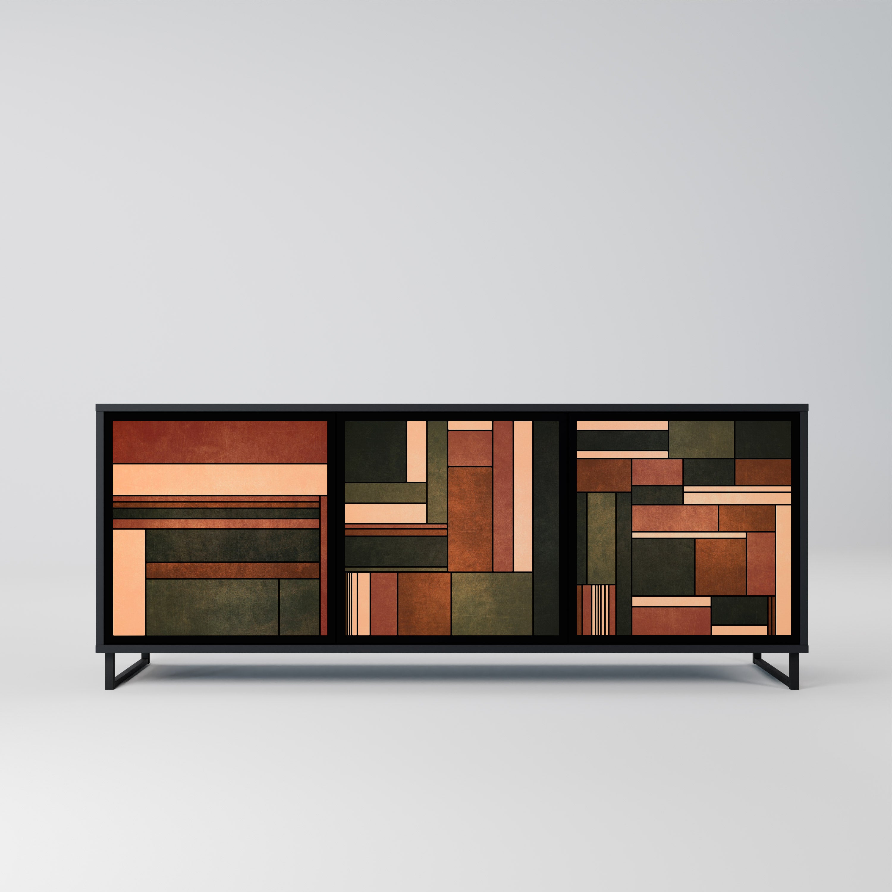 FIGURES OF NATURE 3-Door Sideboard in Black Finish