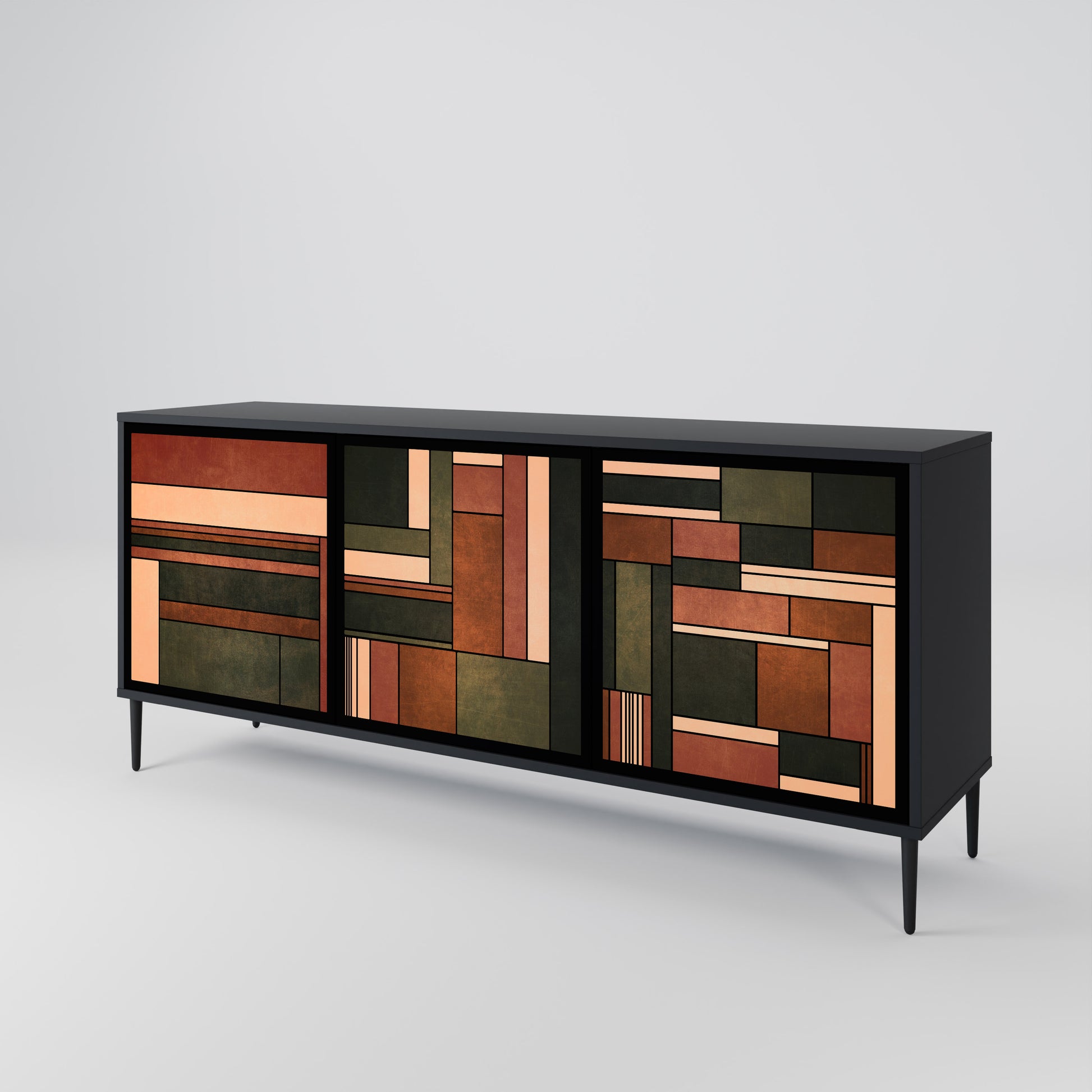 FIGURES OF NATURE 3-Door Sideboard in Black Finish