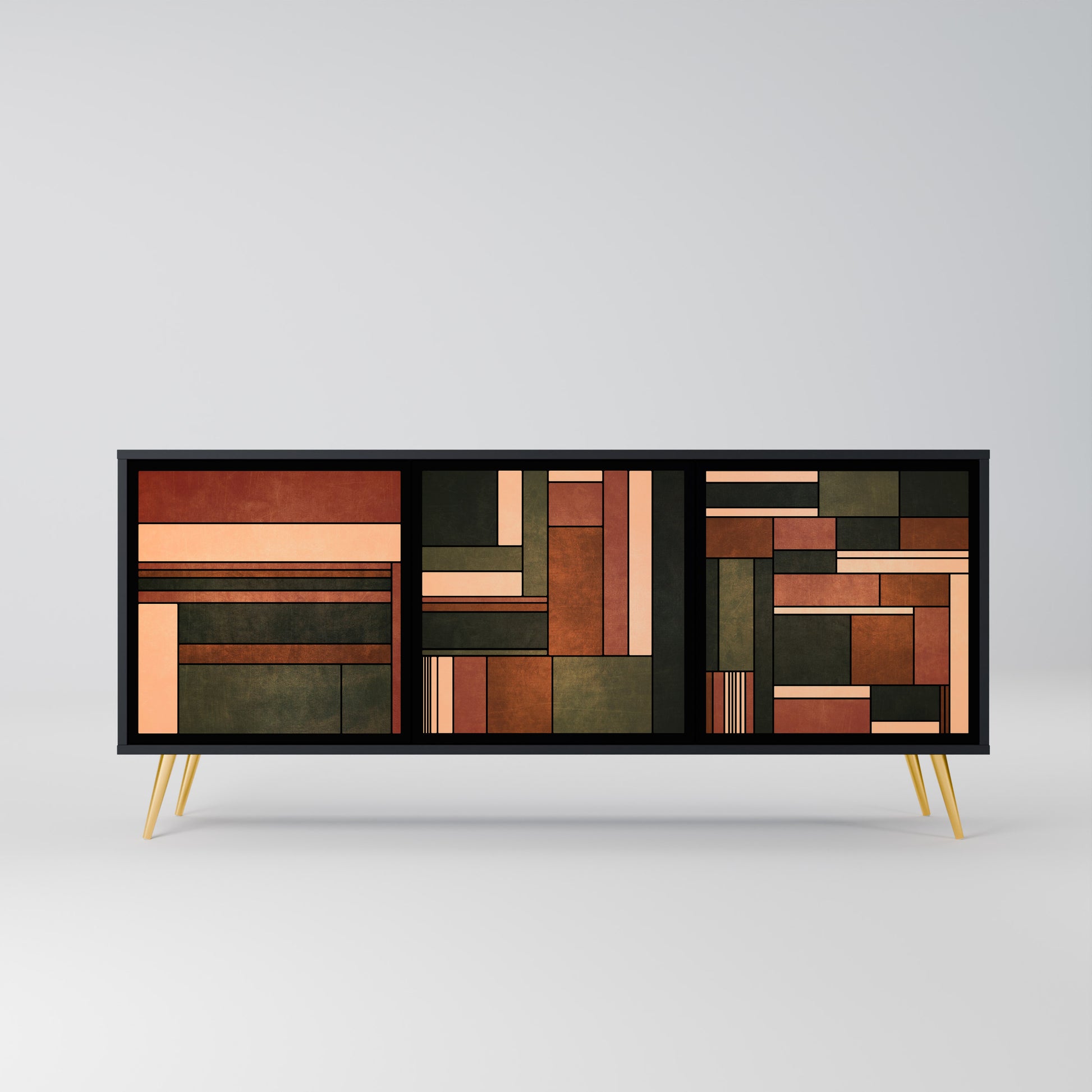 FIGURES OF NATURE 3-Door Sideboard in Black Finish