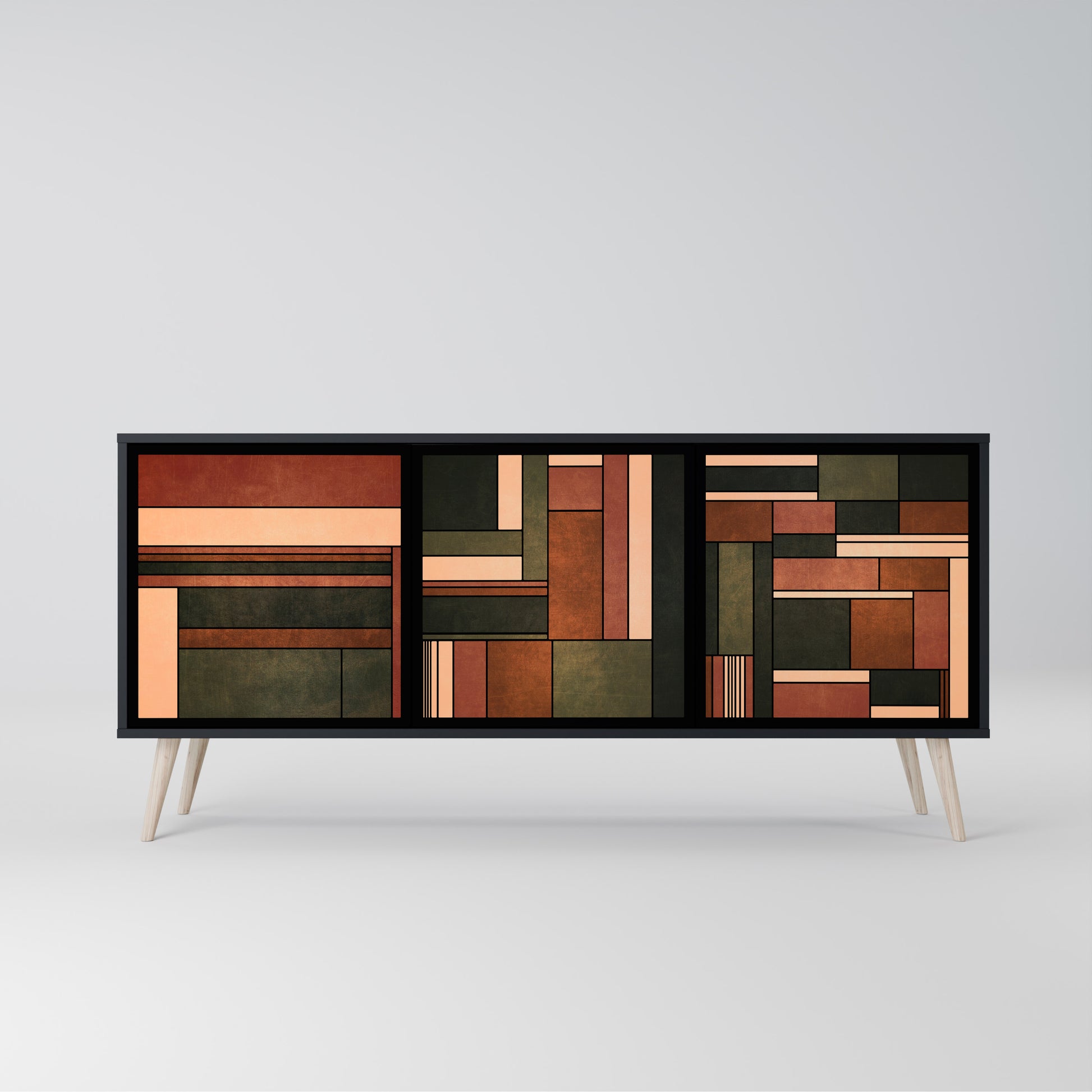 FIGURES OF NATURE 3-Door Sideboard in Black Finish