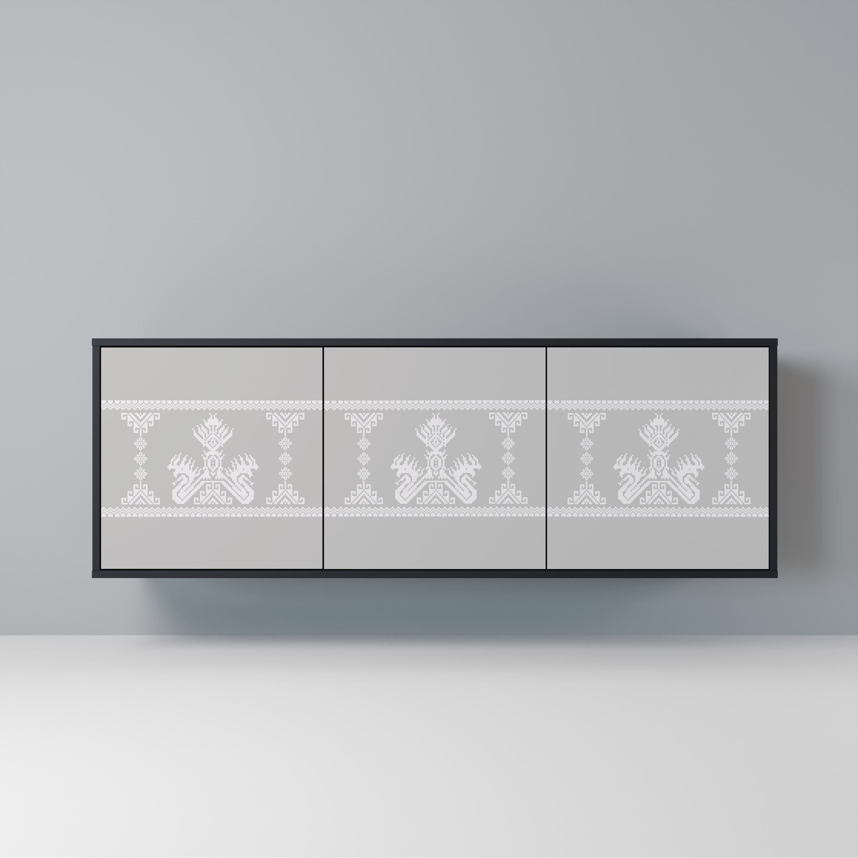 THAI GRAY 3-Door Sideboard in Black Finish
