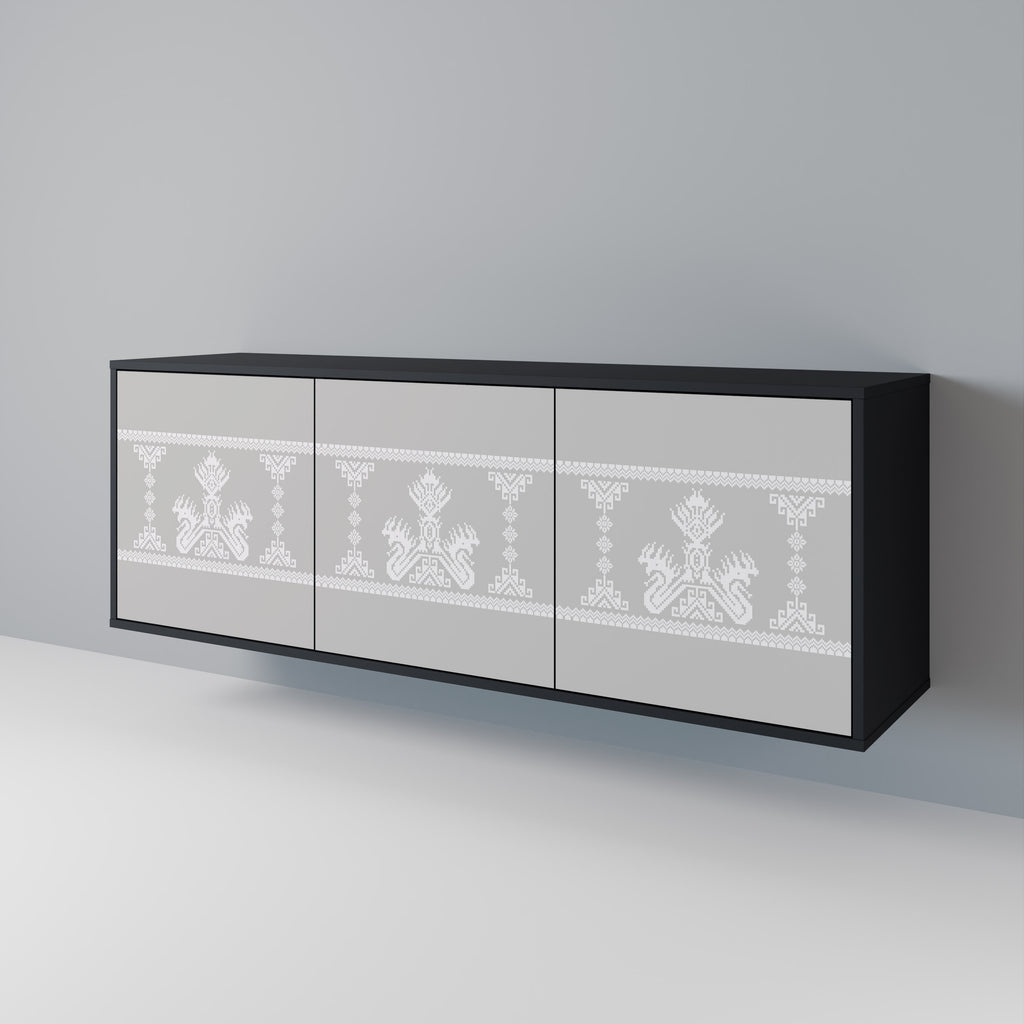 Aparador THAI GRAY de 3 puertas con acabado negro