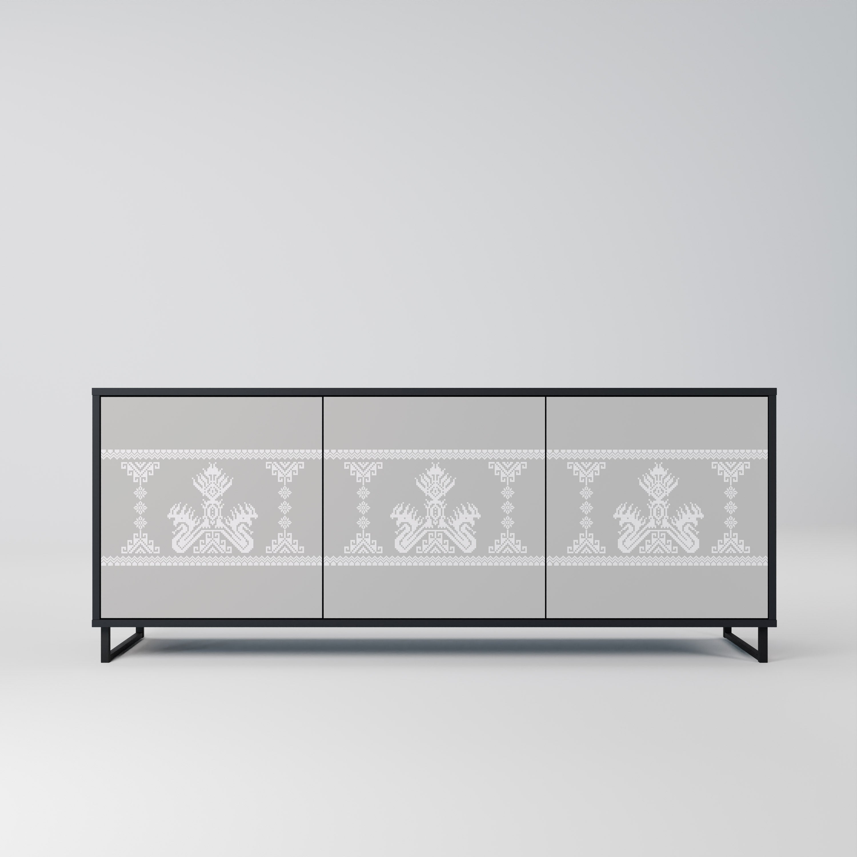 THAI GRAY 3-Door Sideboard in Black Finish
