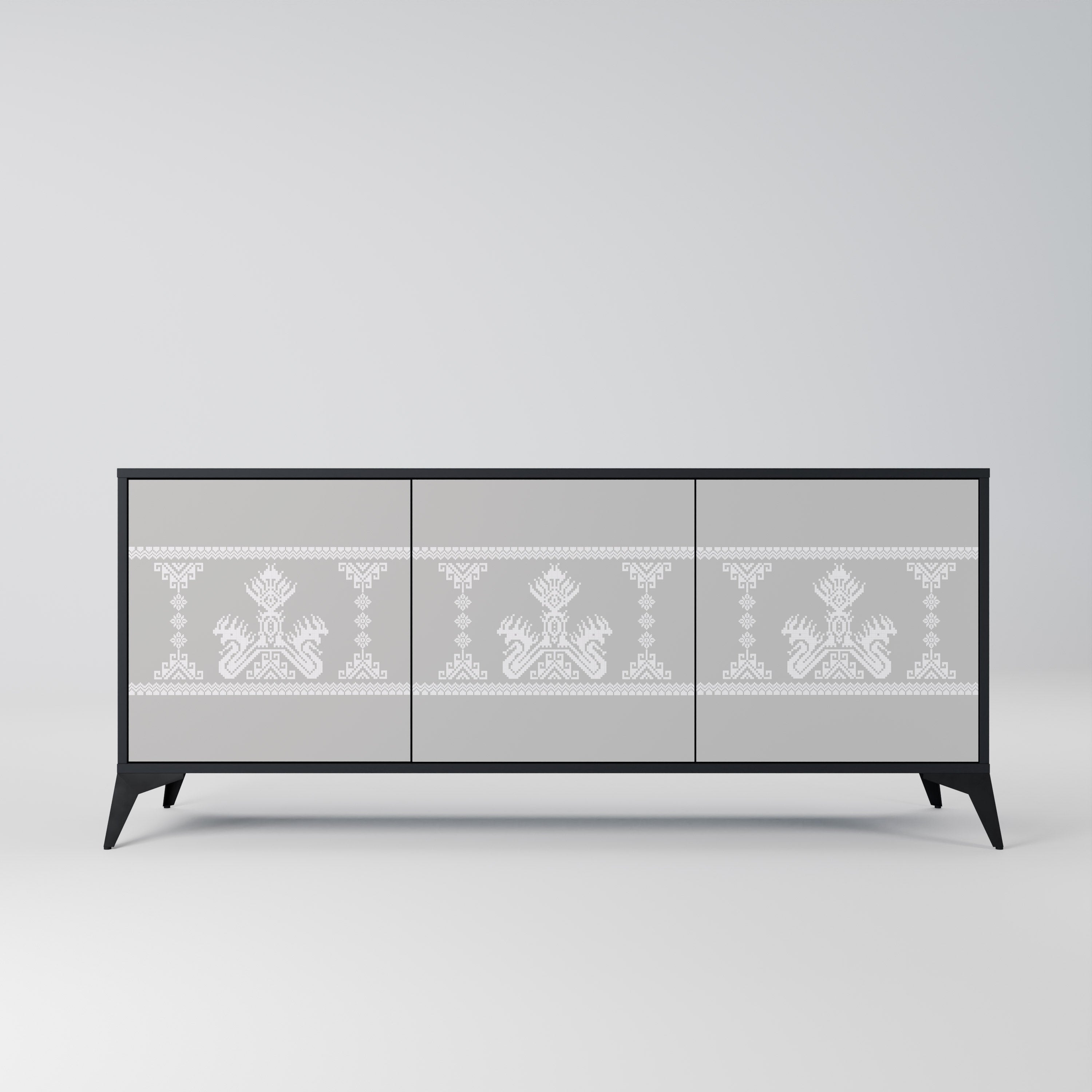 THAI GRAY 3-Door Sideboard in Black Finish