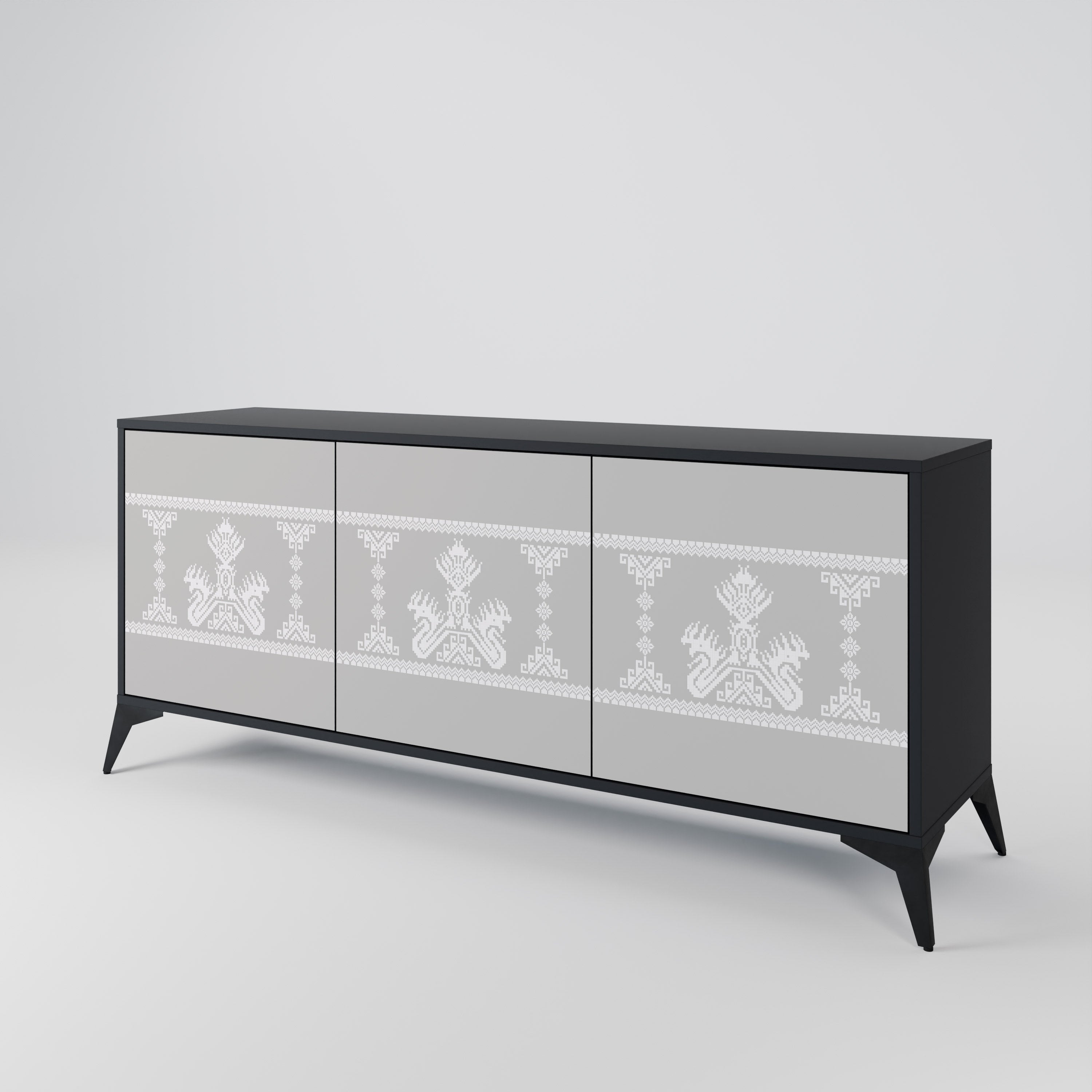 Aparador THAI GRAY de 3 puertas con acabado negro