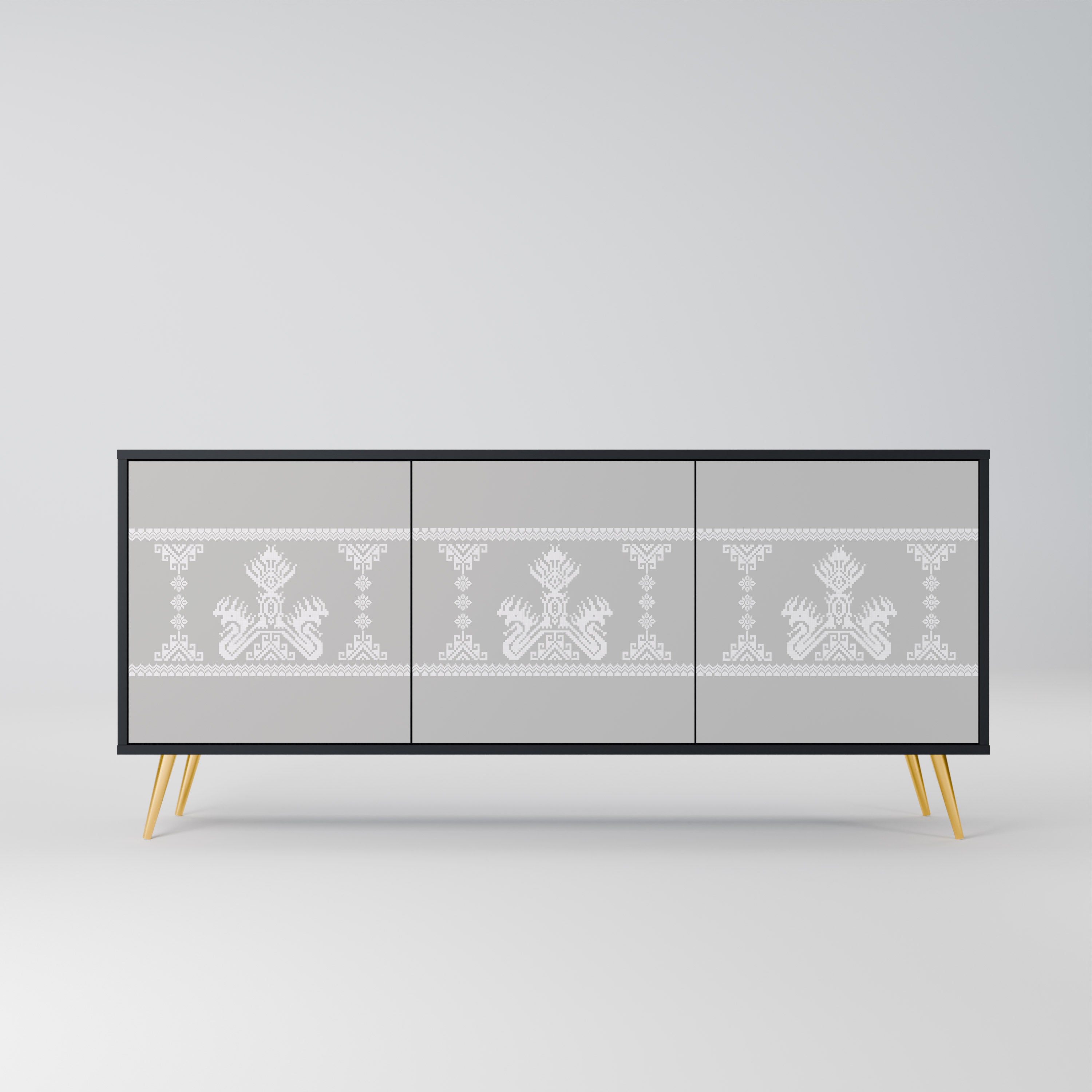 THAI GRAY 3-Door Sideboard in Black Finish