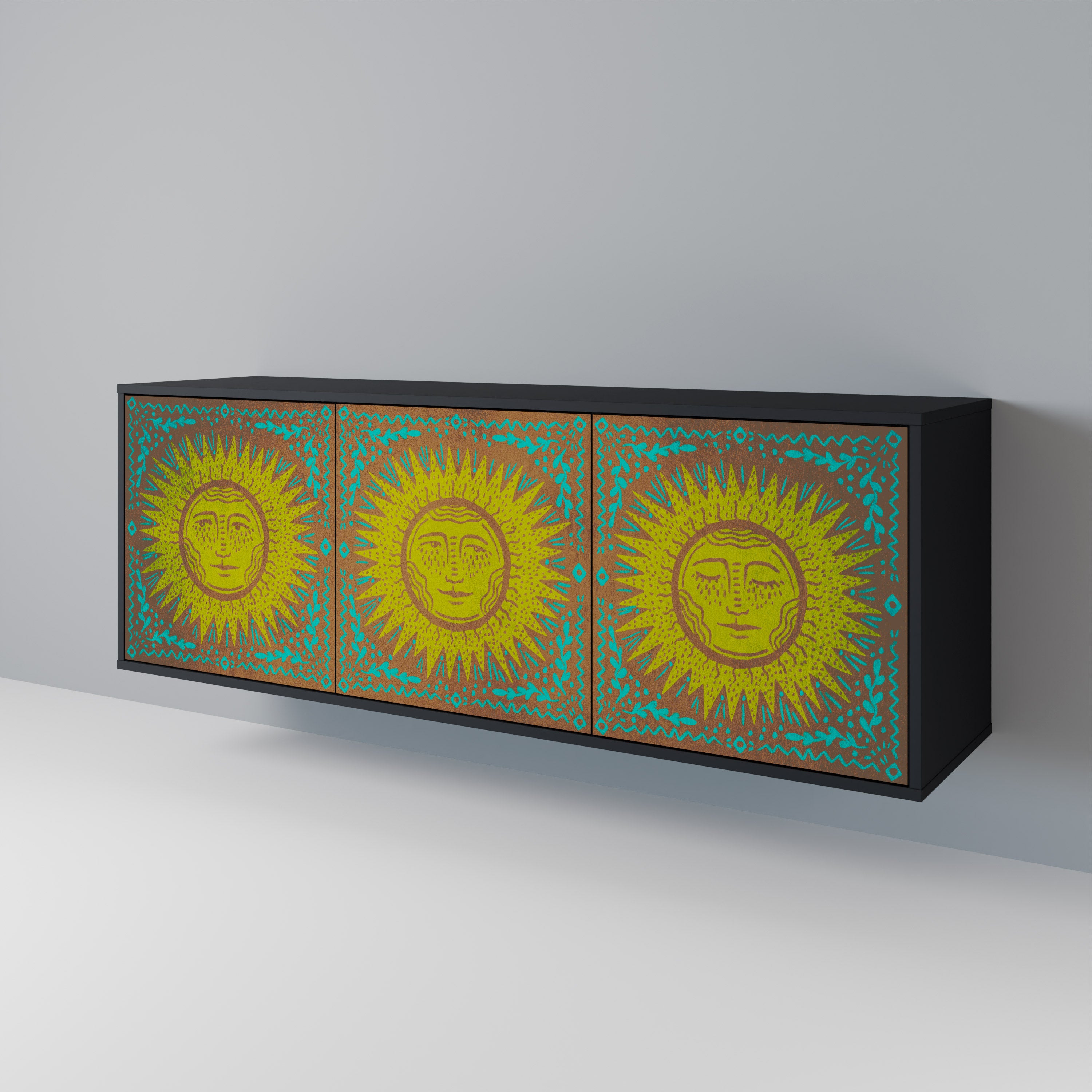 Aparador de 3 puertas SUNSHINE EULOGY con acabado negro