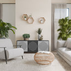 POLYGON ILLUSION Aparador de 3 Puertas en Acabado Negro