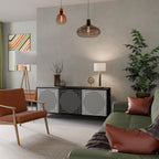 POLYGON ILLUSION Aparador de 3 Puertas en Acabado Negro