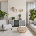 POLYGON ILLUSION Aparador de 3 Puertas en Acabado Negro