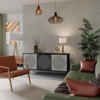 POLYGON ILLUSION Aparador de 3 Puertas en Acabado Negro