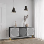 POLYGON ILLUSION Aparador de 3 Puertas en Acabado Negro