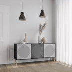 POLYGON ILLUSION Aparador de 3 Puertas en Acabado Negro