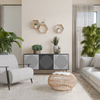 POLYGON ILLUSION Aparador de 3 Puertas en Acabado Negro