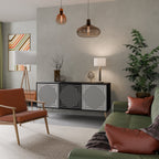 POLYGON ILLUSION Aparador de 3 Puertas en Acabado Negro