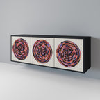 BROWN CIRCLES 3-Door Sideboard in Black Finish