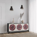 BROWN CIRCLES 3-Door Sideboard in Black Finish