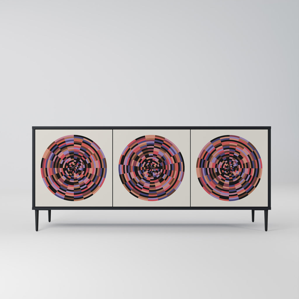 Aparador de 3 puertas BROWN CIRCLES en acabado negro