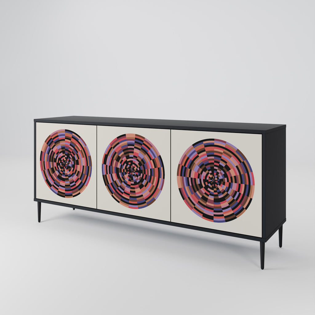 Aparador de 3 puertas BROWN CIRCLES en acabado negro