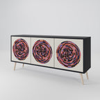 BROWN CIRCLES 3-Door Sideboard in Black Finish