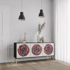 BROWN CIRCLES 3-Door Sideboard in Black Finish