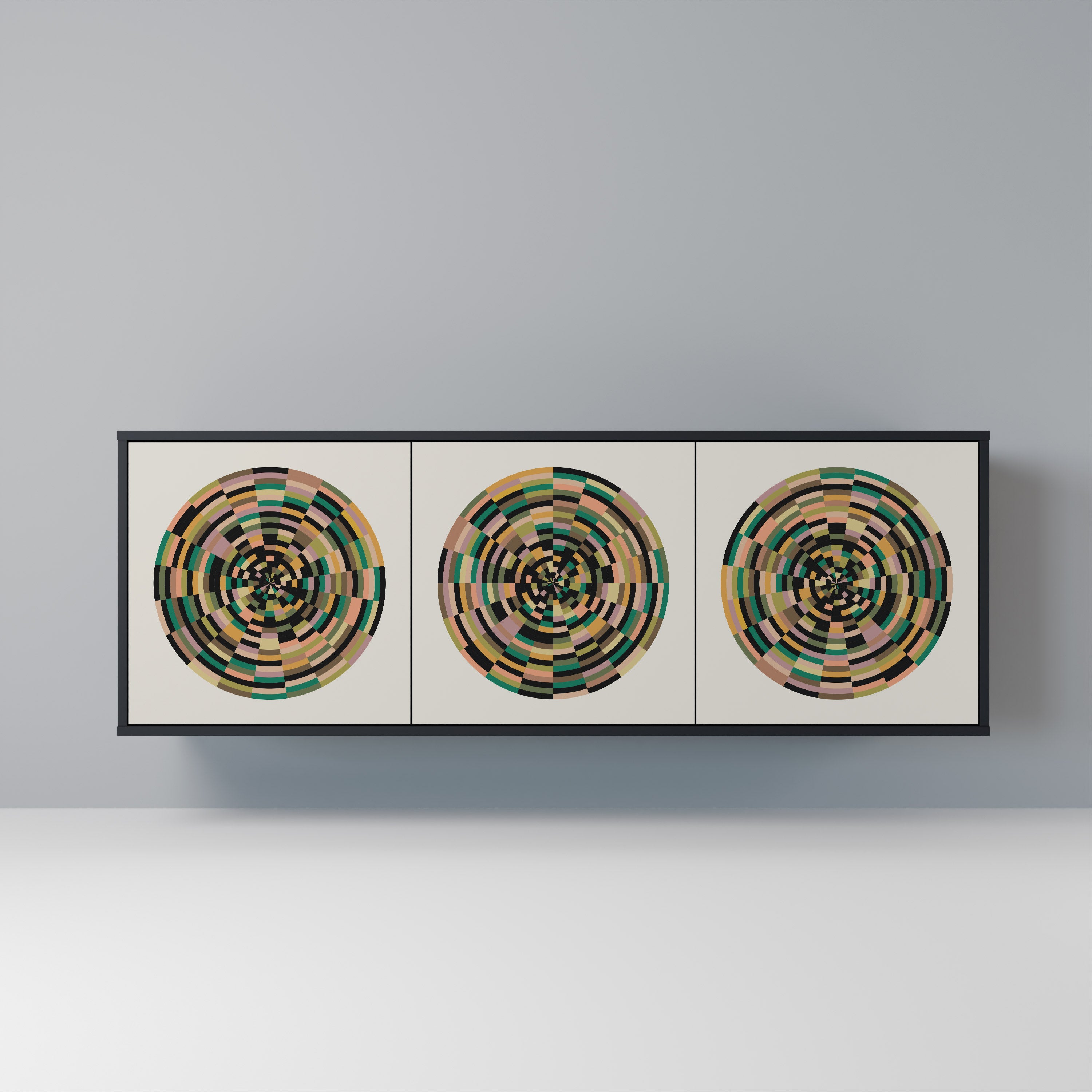 GREEN CIRCLES 3-Door Sideboard in Black Finish