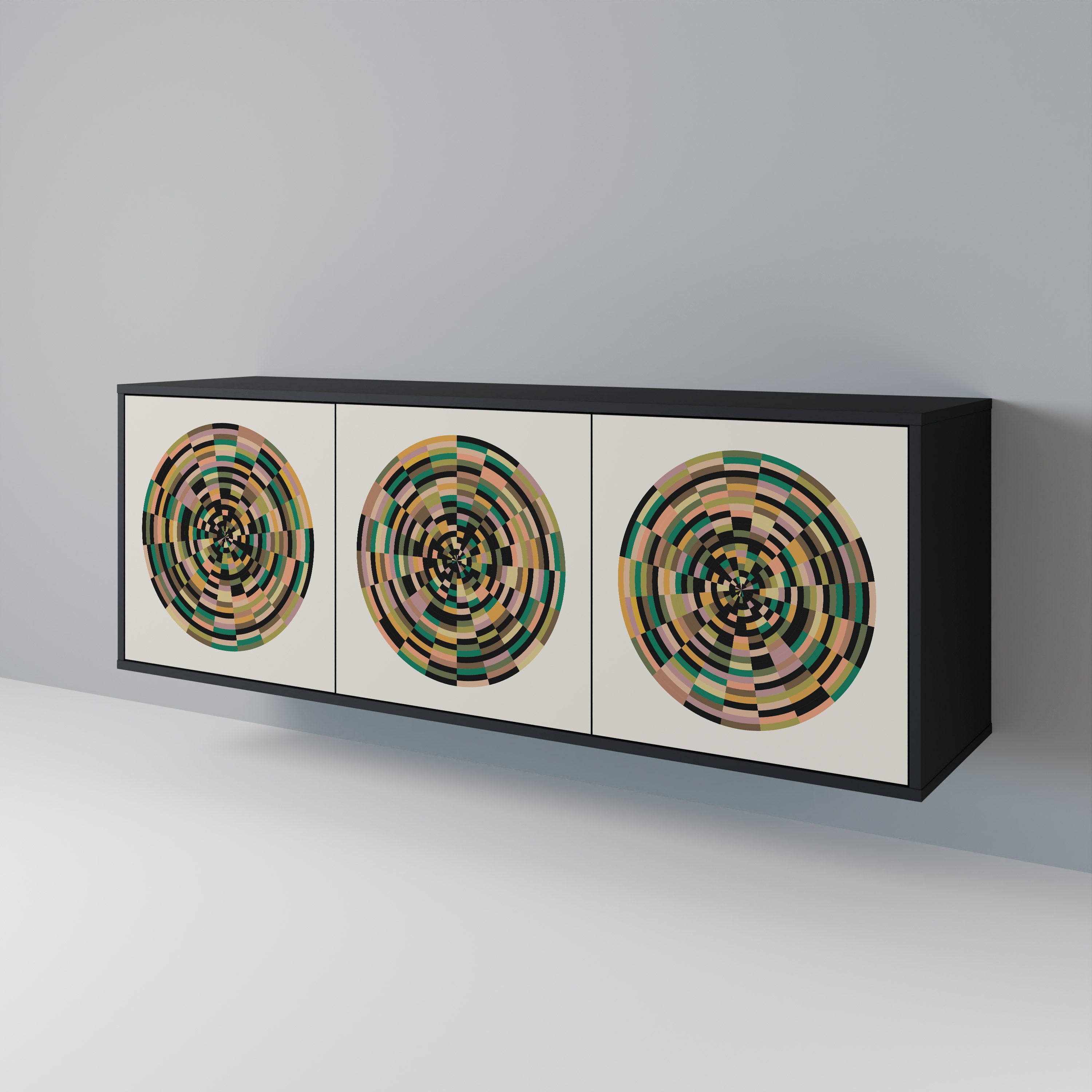 Aparador de 3 puertas GREEN CIRCLES en acabado negro