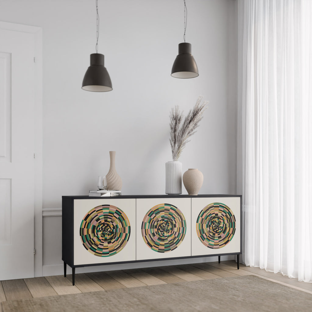 Aparador de 3 puertas GREEN CIRCLES en acabado negro
