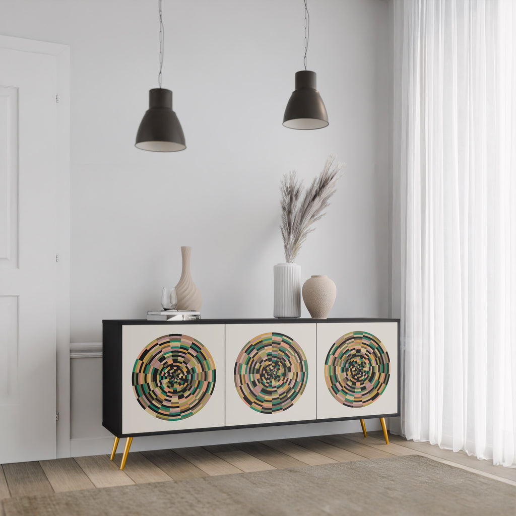 Aparador de 3 puertas GREEN CIRCLES en acabado negro